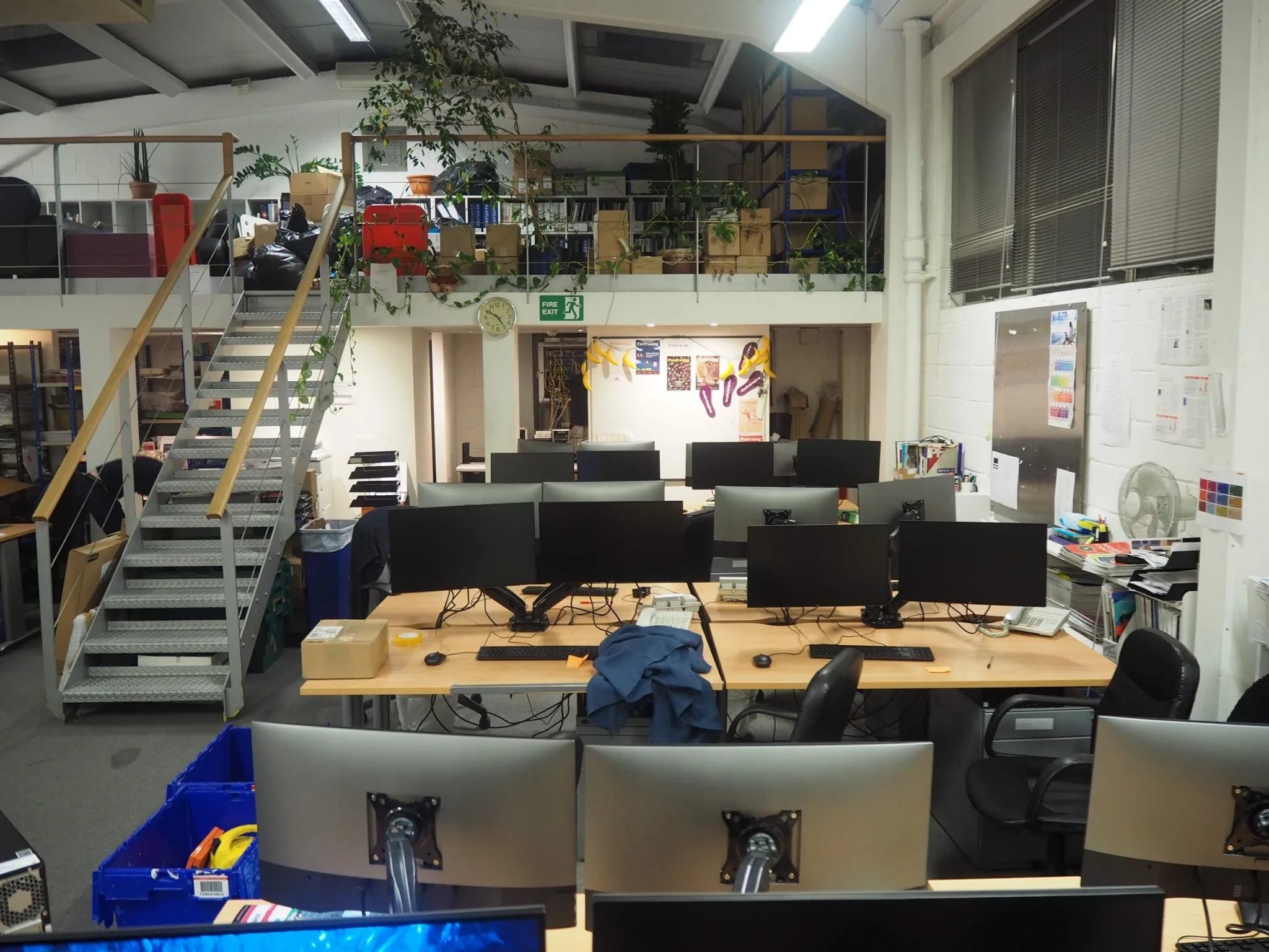 A fully equipped office with networked workstations